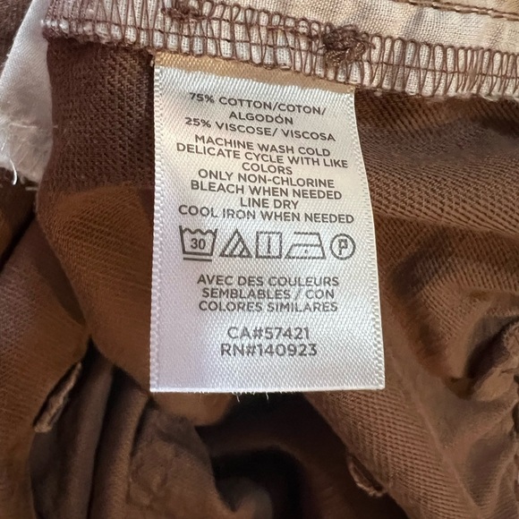 Loft Brown Pull-On Elastic Waist Tapered Leg Paperbag  Pants Brown Size XXL - Picture 5 of 6